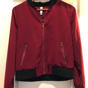 Burgundy bomber jacket